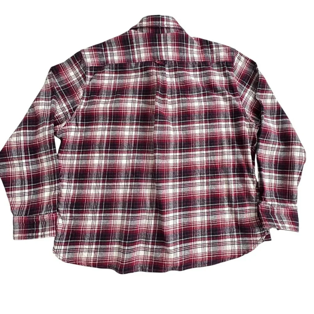 Jachs Tartan Plaid Red Flannel Button Up Shirt Mens 2XL Pockets Casual Outdoor